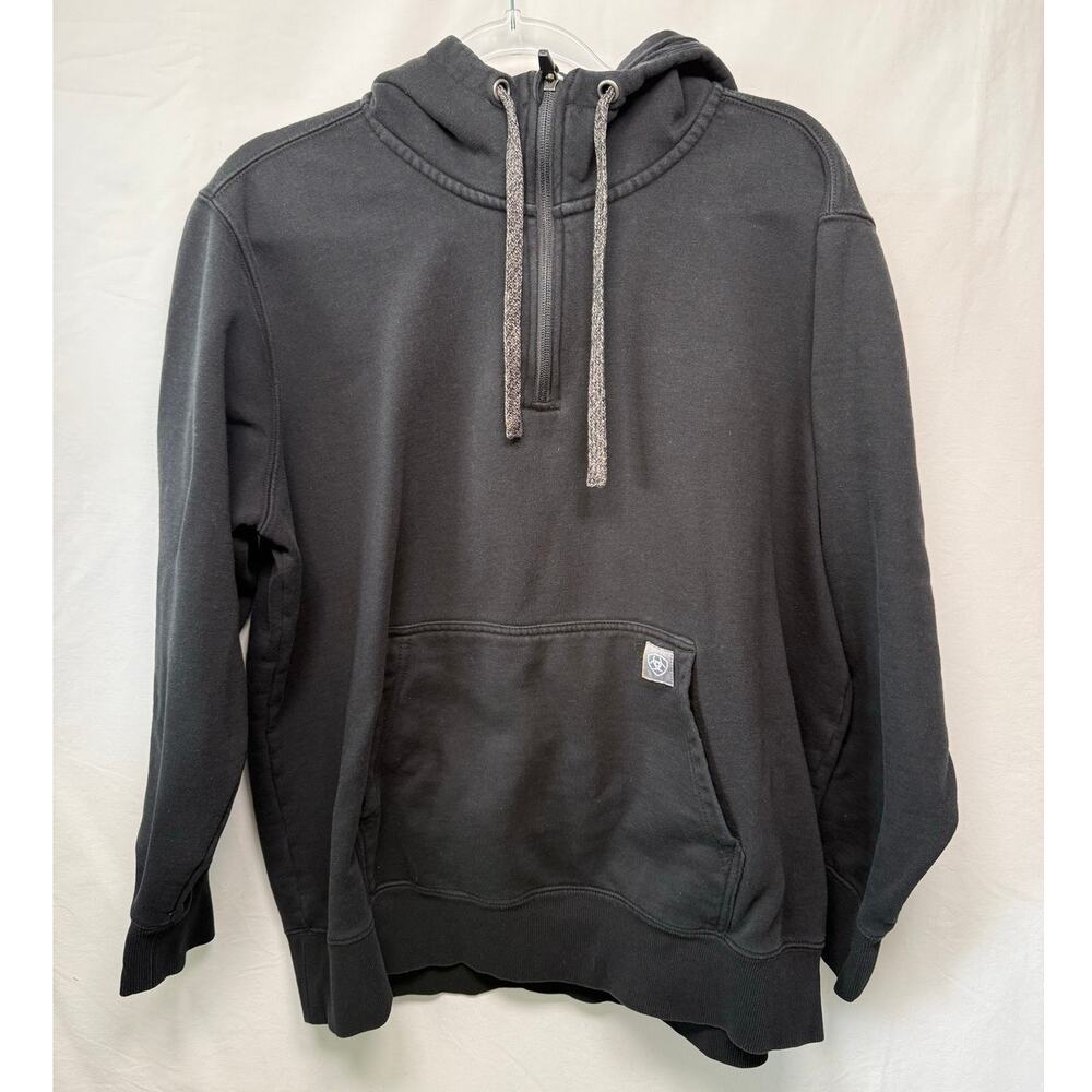 Ariat Rebar Skill Set 1/4 Zip Hoodie Sweatshirt, Black, Size XXL